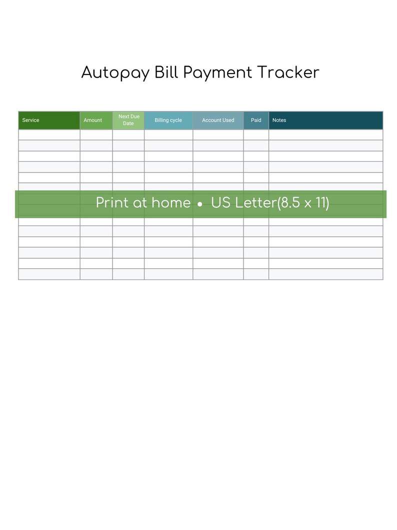 Autopay Bill Payment Tracker | Printable & Digital PDF| Budget ...