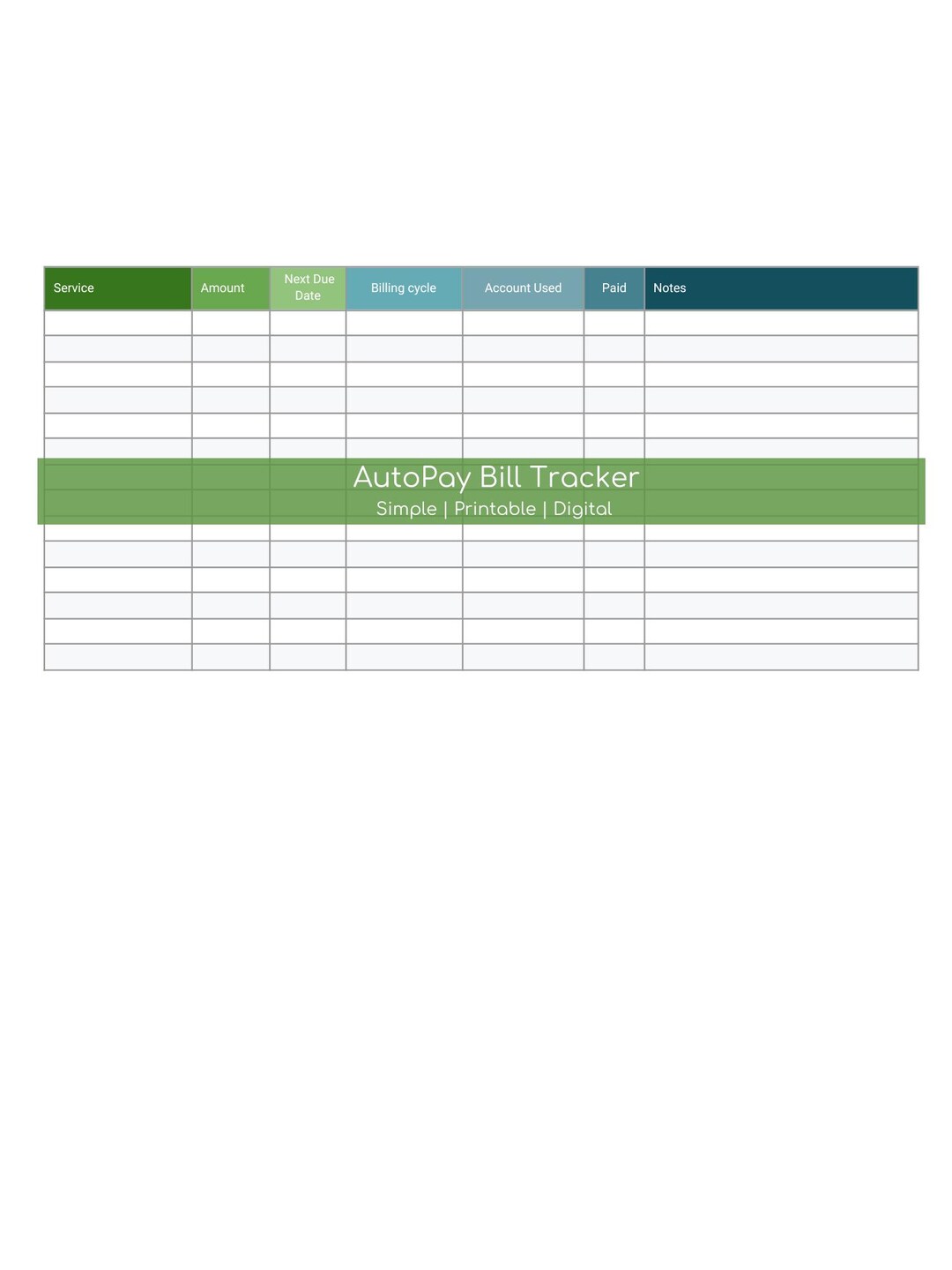 Autopay Bill Payment Tracker | Printable & Digital PDF| Budget ...