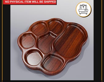 May include: A wooden artist's palette with multiple compartments of varying sizes. The palette is a rich, dark brown color and has a smooth, polished finish. The text "DIGITAL FILE ONLY NO PHYSICAL ITEM WILL BE SHIPPED" is visible. The file formats are listed at the bottom.