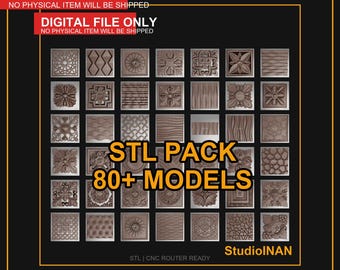 80+ Wall Decor Wood Plaque, Square Floral Panel STL Bundle, CNC Files for Carving, Decorative Rosettes, 3D Bas Relief Model, Router Project