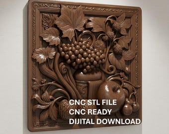 Fruit 3D Model STL, Nautical Wall Decor, CNC Files for Wood Carving, Bas Relief Ocean Art, Router Project, Wood Gifts, VCarve Aspire