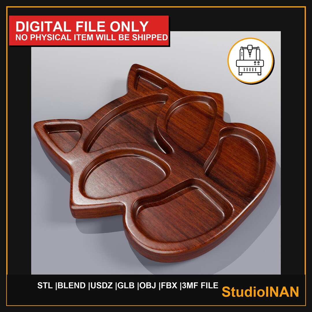 Valet Tray STL File for CNC Wood Carving – Wooden Serving Tray Cnc STL ...