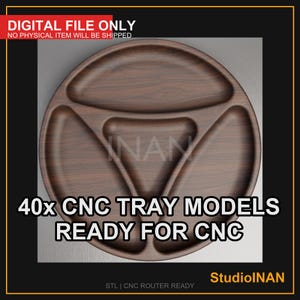 Paquete de 40 archivos STL de bandejas de servicio para enrutador CNC, bandeja de servicio de madera, carburo VCarve Aspire, paquete de modelos 3D decorativos CNC