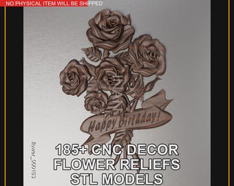 185 Floral& Ornamental CNC STL Files, Decorative Wood Carving Relief Pack, Door Furniture Panel , Instant Digital Download Limited Time Deal