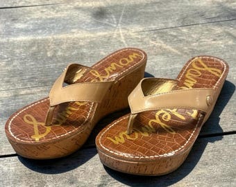 サム・エデルマン タン コルク風ウェッジサンダル