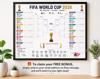 World Cup 2026 Soccer Match Schedule, World Cup Wall Chart Poster Print, World Cup Schedule, World Cup Bracket,USA Wall Calendar  Poster Pdf