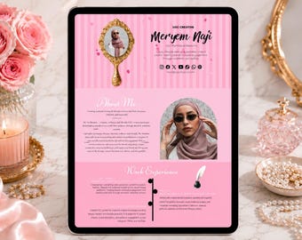 CanvaウェブサイトテンプレートポートフォリオUGC、ピンクミニマルコンテンツクリエイター、メディアキット、高級編集可能フリーランサーランディングページ、初心者インフルエンサー