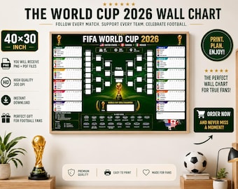 2026年ワールドカップ壁掛けチャート（PNG＆PDF）、ワールドカップグループポスタープリント、ワールドカップ試合、ワールドカップトーナメントブラケット、2026年ワールドカップポスター