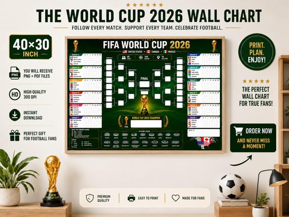 World Cup 2026 Wall Chart Png & Pdf, World Cup  Groups Poster Print, World Cup Matchs, World Cup Tournament Bracket, 2026 World Cup Poster