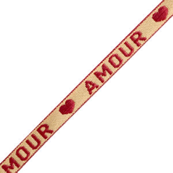 1 métré ruban à message tissé amour ruban pour bracelet 10 mm largeur ruban texte amour