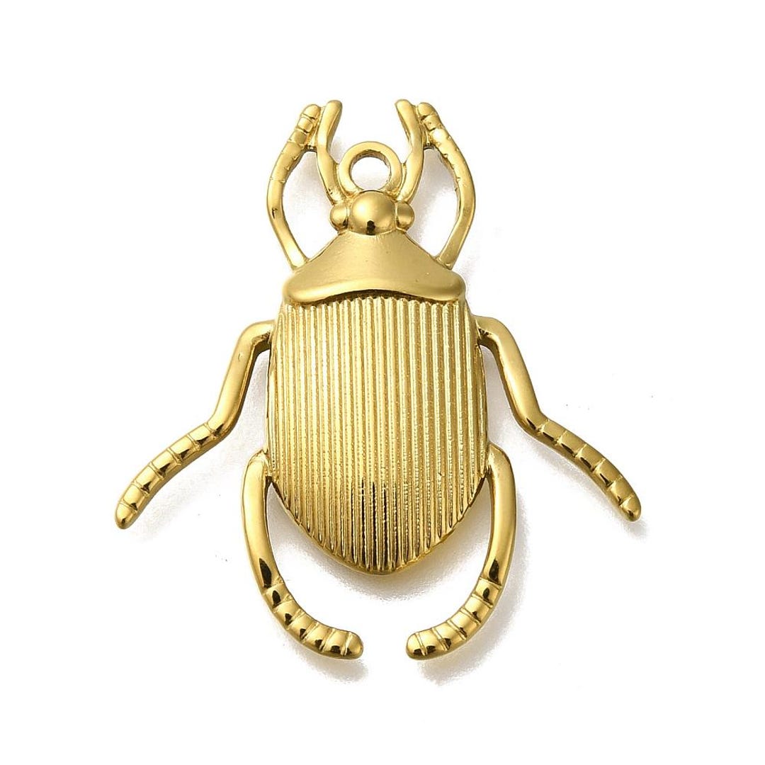 Pendentif Ancien Scarabée Art Déco - Argent Massif 925, Fait Main, Breloque