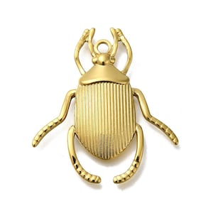 Pendentif scarabée doré acier inoxydable breloque scarabée 30 mm