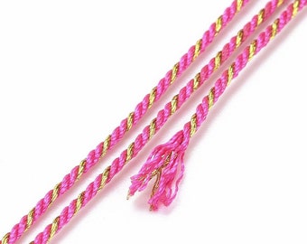 Cordon tressé filigrane poly coton fil doré 1 mm cordon multicolore pour bijoux en coton cordon rose longueur 1 mètre