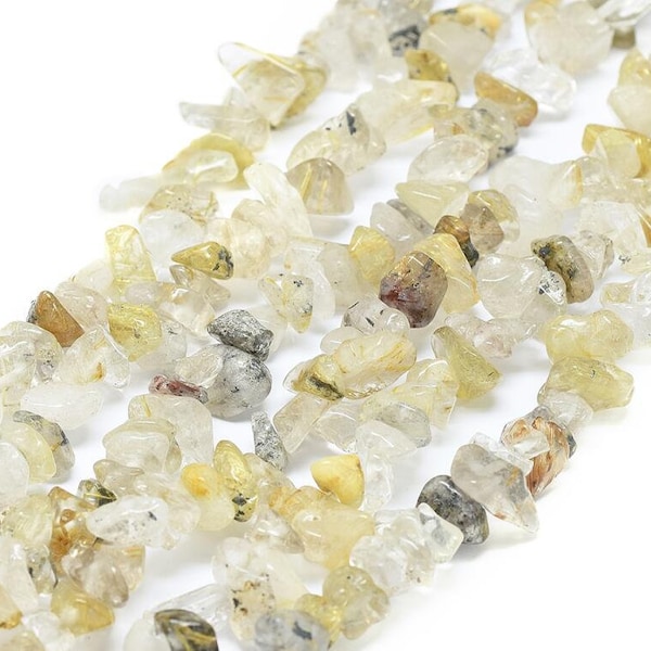 50 Perles chips quartz rutiles naturelles perles quartz rutiles