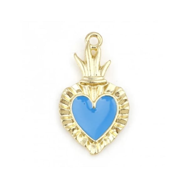 Pendentif cœur ex voto en métal doré cœur émaillé fabrication de bijoux