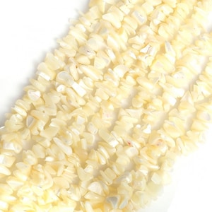 Perles chips coquillage crème fil 85 cm perles coquillage irréguliers
