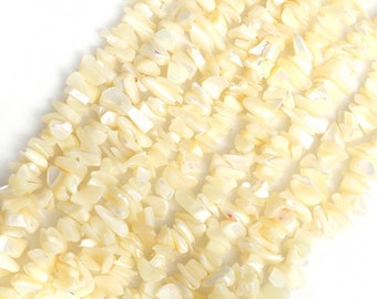 Perles chips coquillage crème fil 85 cm perles coquillage irréguliers