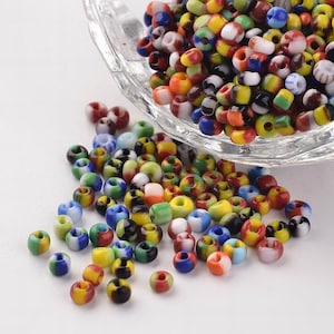 10 grammes Petite perle de rocaille rayée multicolore opaque 2.5~3x2~3mm perle en verre perle rocaille