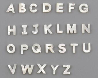 Pendentif perle lettre alphabet coquillage blanc pendentif lettre coquillage 11mm