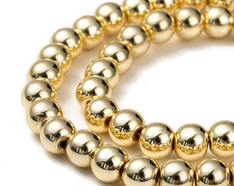 90 Perles rondes Ematite non magnetica 4 mm