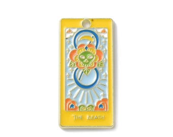 Pendentif médaille tarot 30 mm en métal doré émaillée pendentif porte bonheur crane