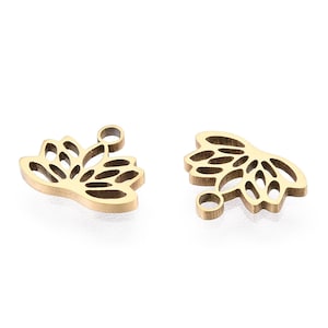 Pendentif fleur de lotus doré  7.5 mm acier inoxydable 304