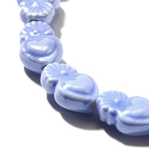 2 Perles Cur ex voto porselein blauw irisé 15 x 10 mm flamboyant parelmoer