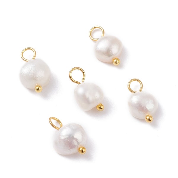 10 Breloques perles de culture 10~12 mm pendentifs perles d'eau douce AA-23