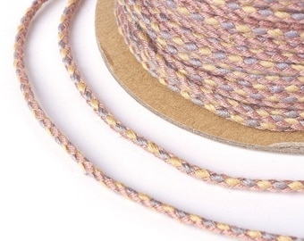 Cordon en coton tressé multicolore 2mm  cordon pour bijoux en coton  cordon scrapbooking longueur 1 mètre