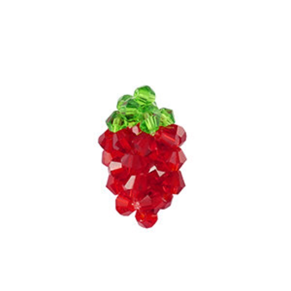 Pendentif fraise fait main en perles facettées pendentif fruit perles en verre