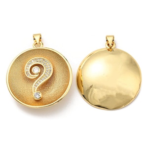 Pendentif rétro en plaqué or avec point d’interrogation pavé de strass breloque amulette pendentif porte bonheur