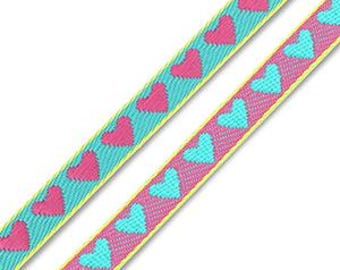 1 métré ruban cœur tissé ruban pour bracelet 10 mm largeur ruban cœur
