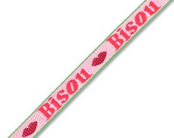 1 métré ruban à message tissé Bisou ruban pour bracelet 10 mm largeur ruban texte Bisou
