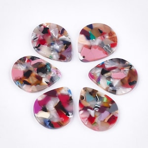 Pendentif goutte en acétate de cellulose 29 x 23 mm breloque goutte en acétate Vendu à l'unité