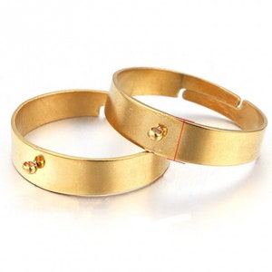 Support bague réglable en acier inoxydable doré bague avec anneaux bague pour breloque AT-77