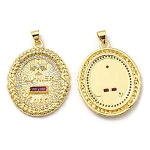 Médaille porte bonheur plaqué or 18 k style rétro  33mm breloque porte bonheur pendentif porte bonheur