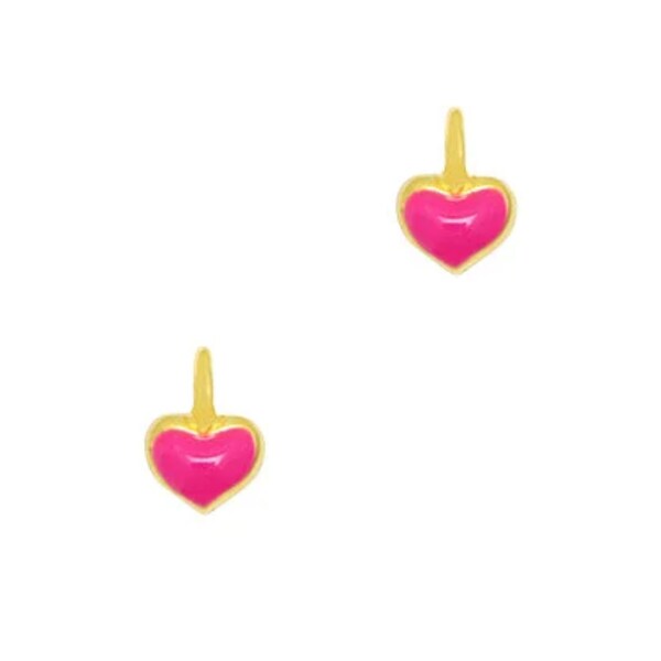 Pendentif cœur 5 mm breloque cœur doré plaqué or 24k émaille mini cœur rose
