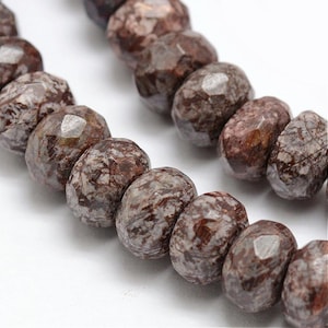 70 Perles rondelle facettées Heishi en pierre de gemme 8 mm Obsidienne