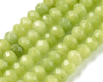 100 Perles rondelle jade de Malaisie jaune vert naturel teint perle jade 4 mm perles facette jade