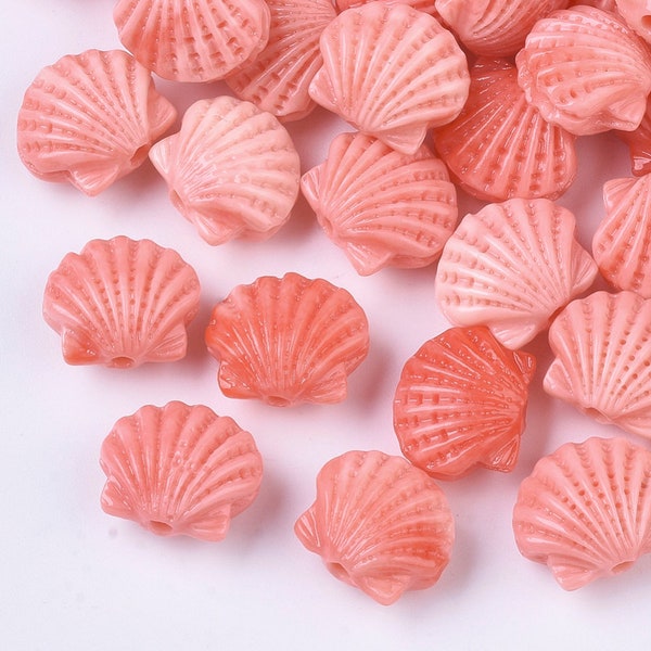 5 Perles coquillage résine corail perle imitation corail 11,5 mm perle coquille corail