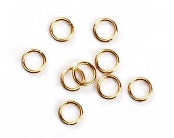 50 anneaux de jonction ouverts en acier doré  anneaux doré 4 mm