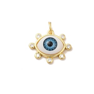 Pendentif œil porte bonheur plaqué or 18K médaille porte bonheur bijou œil