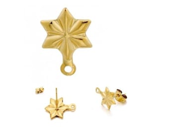 Support boucle d'oreille étoile acier inoxydable 14 x 10 mm puce d'oreille doré