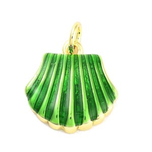 Pendentif coquillage émaillé coquillage doré 14mm - Unité