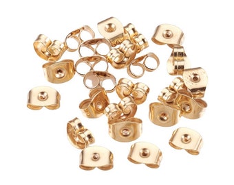 100 Poussoirs pour boucles d'oreilles fermoirs pour clous d'oreille 6x4 mm embouts de boucles d'oreilles doré en acier inoxydable 304