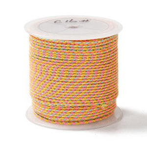 Cordon en coton tressé rose orange fil doré 1,5mm-2mm cordon multicolore cordon pour bijoux en coton cordon scrapbooking longueur 1 mètre image 3