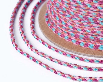 Cordon en coton tressé multicolore 2mm cordon pour bijoux en coton cordon scrapbooking longueur 1 mètre