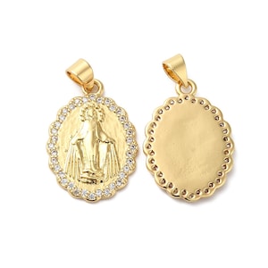 1 Pendentif médaille Vierge miraculeuse 22.5 mm Pendentif Vierge pendentif religieux médaille vierge doré
