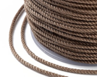 Cordón en algodón marrón bronce tressé 1,2 mm cordón para bisutería en algodón cordón scrapbooking largo 1 mètre