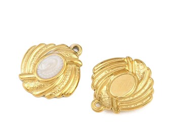 Pendentif en acier inoxydable émaillé 18.5 mm Breloque rétro